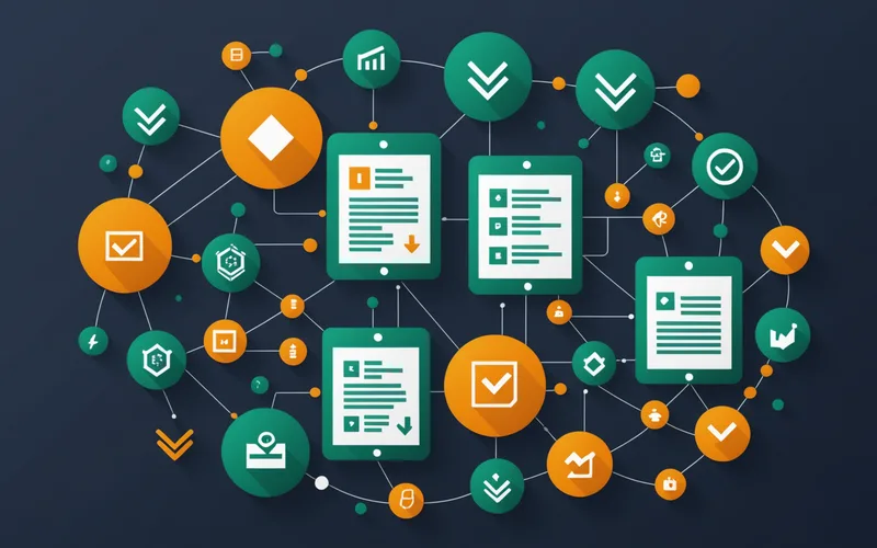 Enterprise procurement workflow showing document routing and approval process